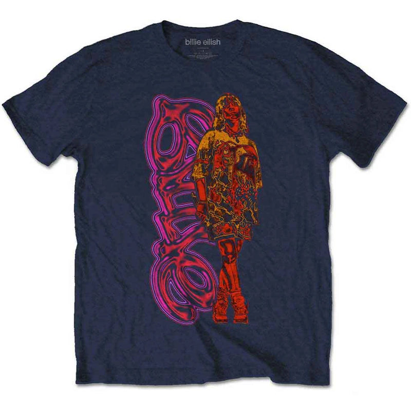 Billie Eilish - Neon Logo & Billie NAVY T-Shirt