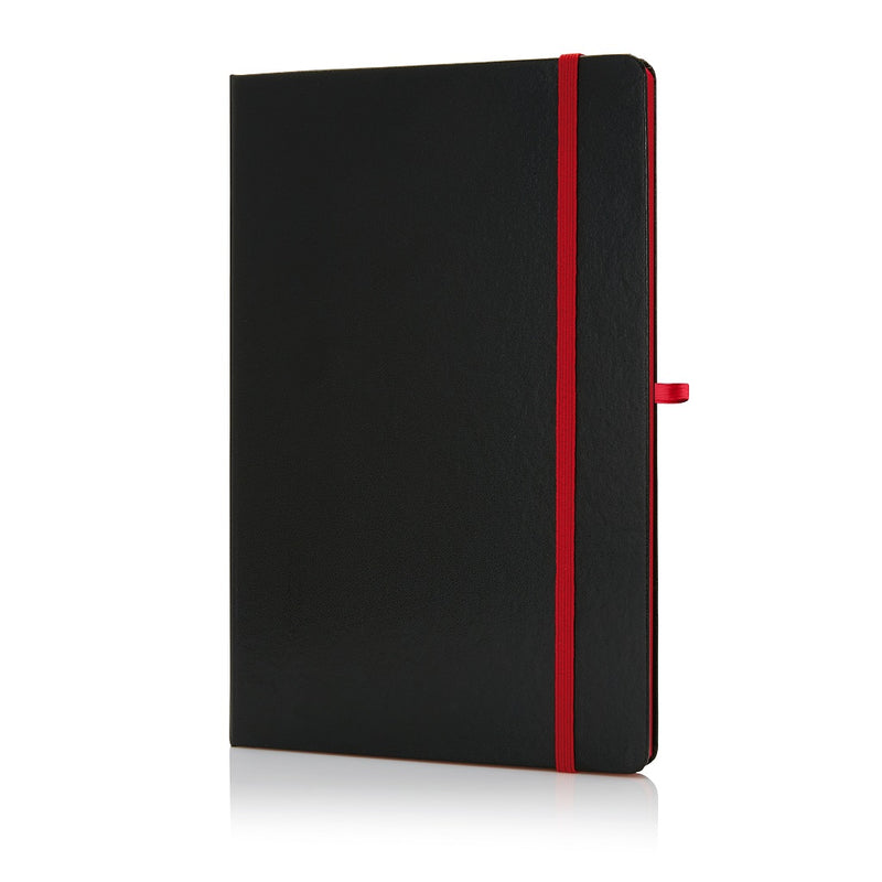 Santhome A5 Hardcover Ruled Notebook - Black-Red