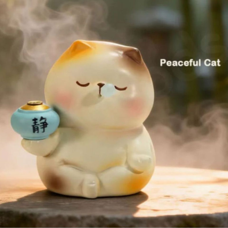 Chill Cat Incense Holder Figure - Peaceful Cat