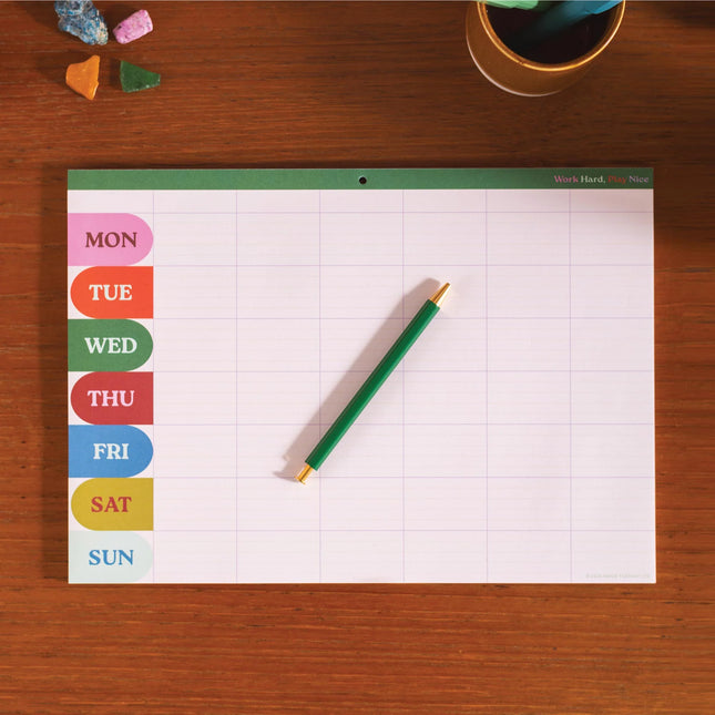 A4 Work Hard, Play Nice Weekly/Monthly Planner Pad