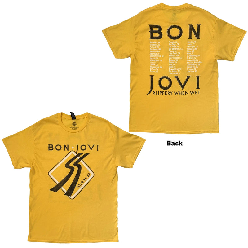 Bon Jovi - Tour '87 Road Sign YELL T-Shirt