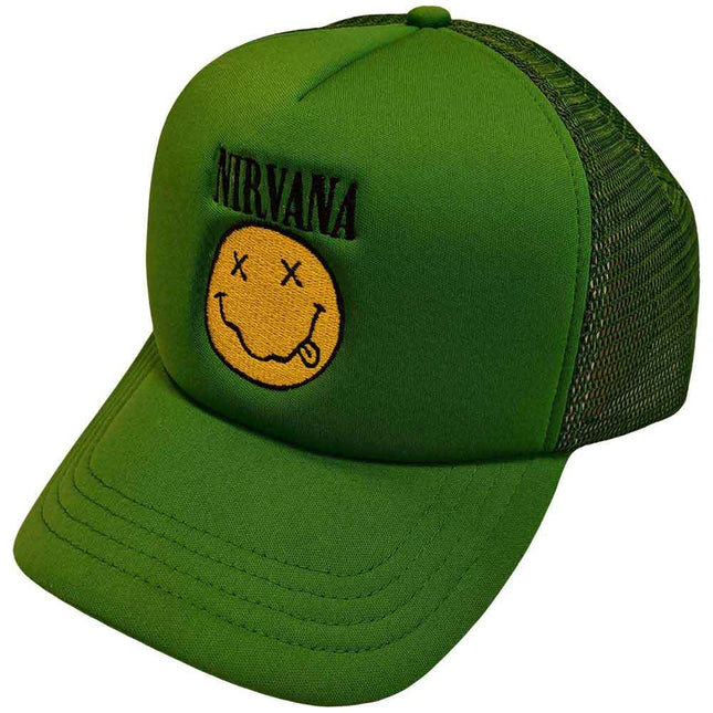Nirvana - Logo & Happy Face Mesh-Back Cap