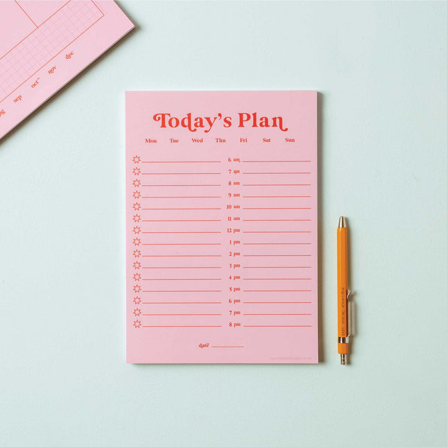 A5 Pink & Red Daily Planner Pad