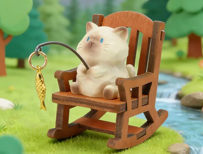 FOFO Animal Rocking Chair Fishing Figure - Kitten Fishing