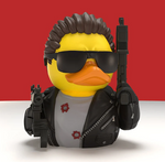 Terminator TUBBZ collectible duck figure with sunglasses and leather jacket

