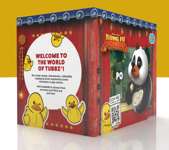 Kung Fu Panda Po TUBBZ Boxed Edition packaging box showing the collectible duck figure by Numskull Designs
