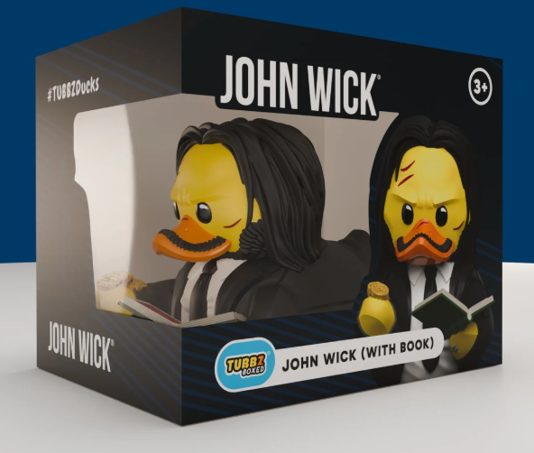 John Wick Chapter 3 TUBBZ collectible duck figure in display box by Numskull Designs
