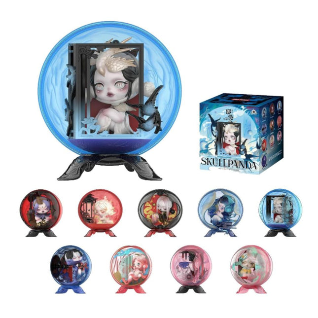 POP MART SKULLPANDA The Mirage Series Blind Box showing collectible figures and packaging
