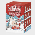 POP MART THE MONSTERS Coca-Cola Series Blind Box red packaging featuring Labubu Coca-Cola themed collectible figures
