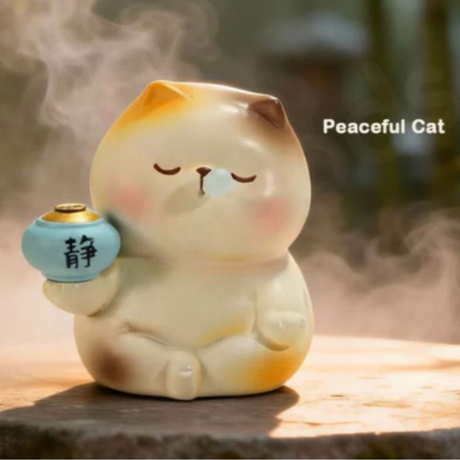Chill Cat Incense Holder Figure - Peaceful Cat